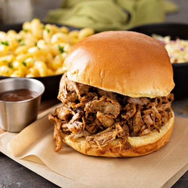 Pulled Pork BBQ Sandwich.