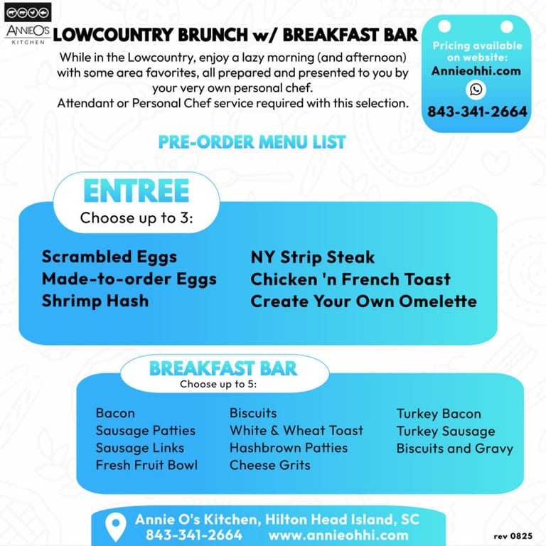 Lowcountry Brunch w/ Breakfast Bar Package
